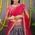 Navy-blue jacquard art silk semi stitched lehenga