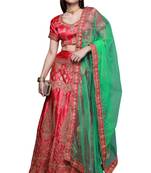 Pink diamond satin semi stitched lehenga