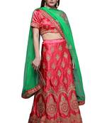 Pink diamond satin semi stitched lehenga