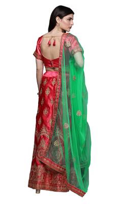 Pink diamond satin semi stitched lehenga 3