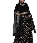 Multicolor sequins velvet semi stitched lehenga