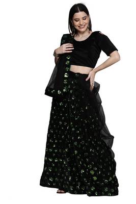 Multicolor sequins velvet semi stitched lehenga 1