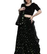 Multicolor sequins velvet semi stitched lehenga
