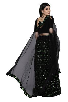 Multicolor sequins velvet semi stitched lehenga 3