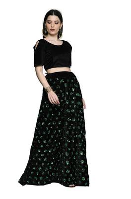 Multicolor sequins velvet semi stitched lehenga 4