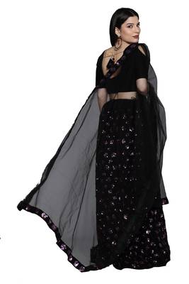 Multicolor sequins velvet semi stitched lehenga 3