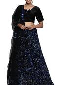 Multicolor sequins velvet semi stitched lehenga