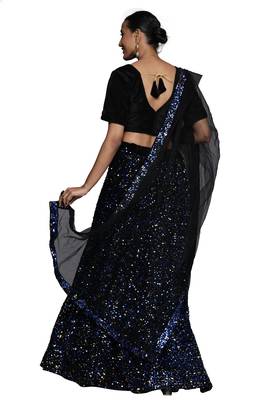 Multicolor sequins velvet semi stitched lehenga 3