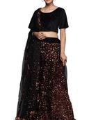 Multicolor sequins velvet semi stitched lehenga