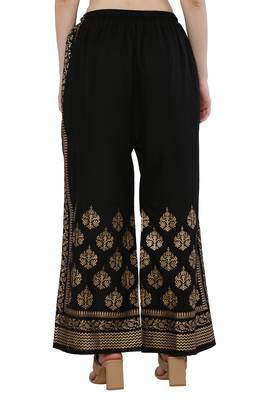 Women Black & Pink Combo Set Gold Print Palazzo-Pants (Free Size) 3