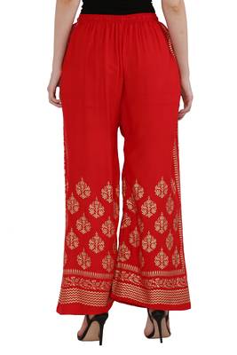 Women Navy & Red Combo Set Gold Print Palazzo-Pants (Free Size) 4