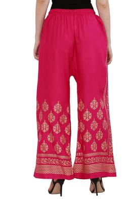 Women Navy & Pink Combo Set Gold Print Palazzo-Pants (Free Size) 4
