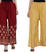 Women Maroon & Peach Combo Set Gold Print Palazzo-Pants (Free Size)
