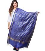 Banjara India Women's Banarasi Kora Silk Alia Butti Dupatta- Blue