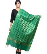 Banjara India Women's Banarasi Kora Silk Alia Butti Dupatta- Blue