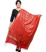 Banjara India Women's Banarasi Kora Silk Alia Butti Dupatta- Blue
