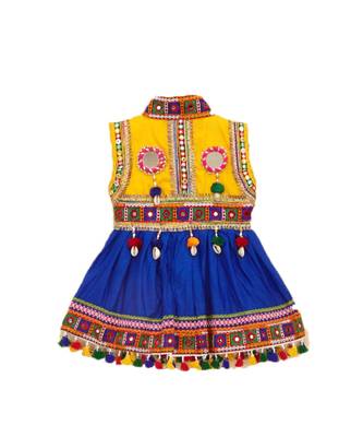 Banjara India Sleeveless Mirror Work Embroidered Kedia Set - Blue (KD-BGD-Blue) 3