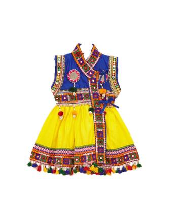 Banjara India Sleeveless Mirror Work Embroidered Kedia Set - Yellow (KD-BGD-Yellow) 2
