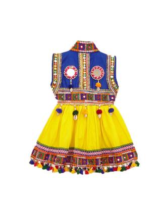 Banjara India Sleeveless Mirror Work Embroidered Kedia Set - Yellow (KD-BGD-Yellow) 3