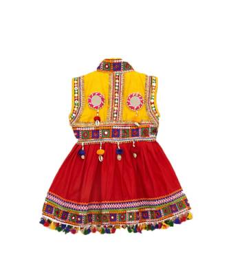 Banjara India Sleeveless Mirror Work Embroidered Kedia Set - Red (KD-BGD-Red_26) 1
