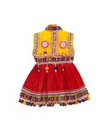 Banjara India Sleeveless Mirror Work Embroidered Kedia Set - Red (KD-BGD-Red_26)