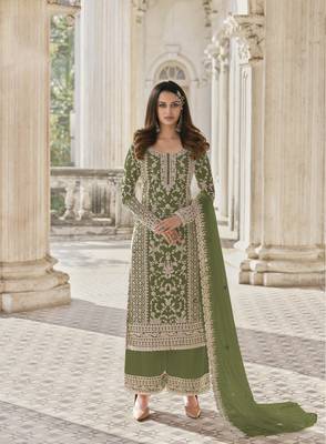 Mehendi embroidered net salwar 1