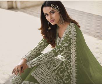 Mehendi embroidered net salwar 2