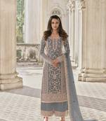 Grey embroidered net salwar