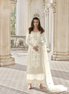 White embroidered net salwar 1