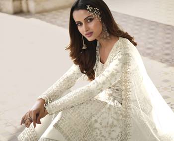 White embroidered net salwar 2