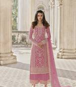 Pink embroidered net salwar