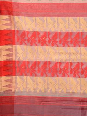 Beige hand woven silk cotton saree  5
