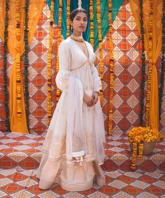 Chanderi Woven Lotus Anarkali set 2