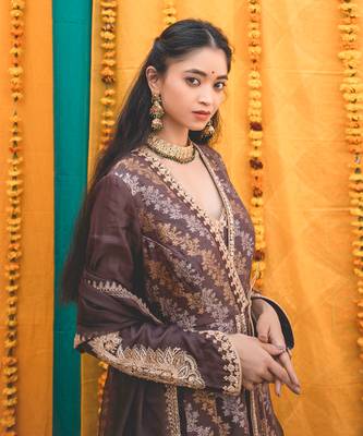 Chanderi Woven Phool Lehariya Anarkali set 2