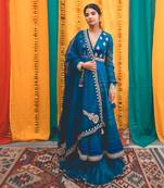 Chanderi Woven Blue Skirt set