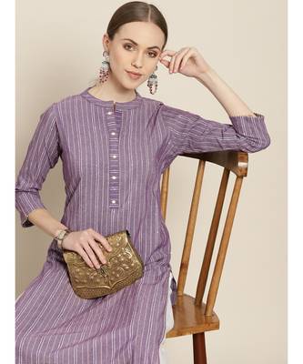 Mohvogue Women's Mauve Embellished Polycotton Kurta 2