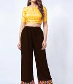 Brown embroidered rayon trousers
