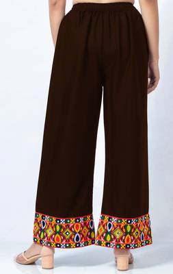 Brown embroidered rayon trousers
 2