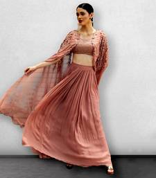 Onion Pink Blouse With Cape and Skirt