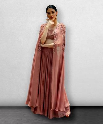 Onion Pink Blouse With Cape and Skirt 1