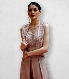 Rose Gold Jacket With Crop Top Blouse and Pants