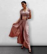 Rose Gold Jacket With Crop Top Blouse and Pants