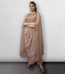 Mauve Crop Top with Drape Skirt and Cape