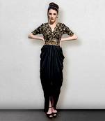 Black Gown with Cowl Drape on the waist