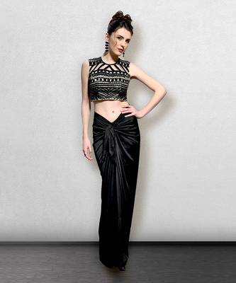 Black Dhoti Pants with Crop Top 1