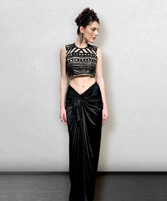 Black Dhoti Pants with Crop Top 3