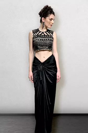 Black Dhoti Pants with Crop Top