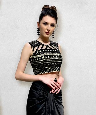 Black Dhoti Pants with Crop Top 4
