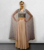 Grey Crop Top Skirt and Cape