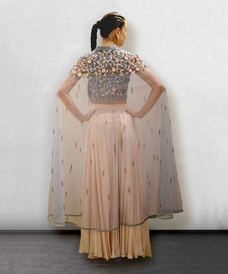 Grey Crop Top Skirt and Cape 3